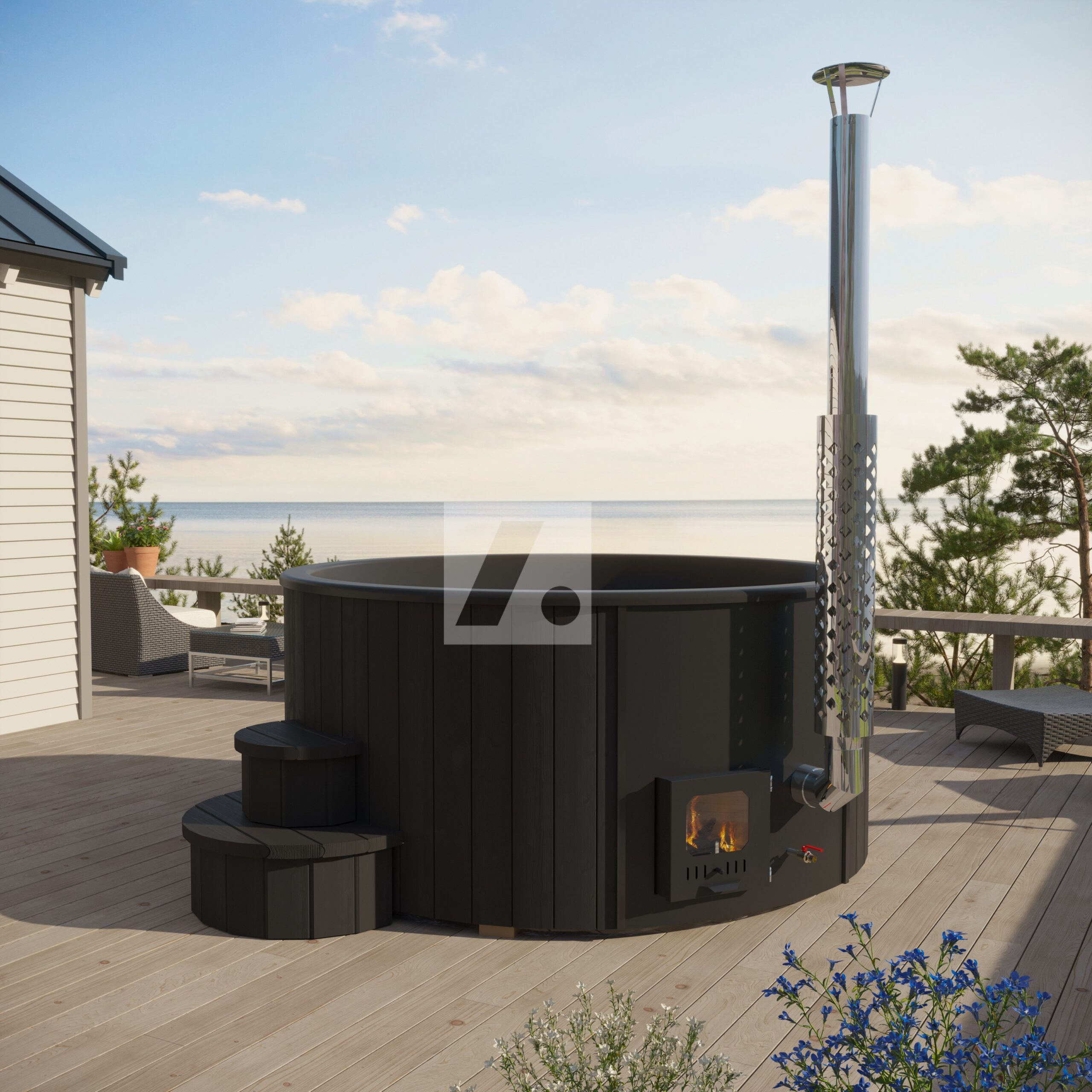 Kümblustünn DeLux 200 "Black Edition" integreeritud ahjuga